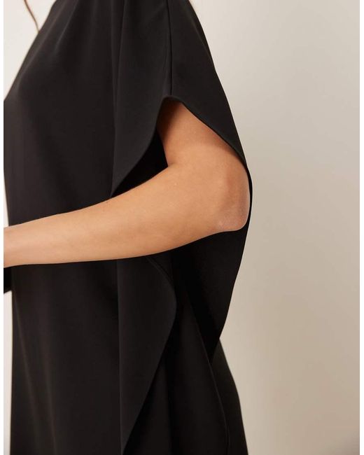 Mango Natural High Neck Asymmetric Sleeve Mini Dress