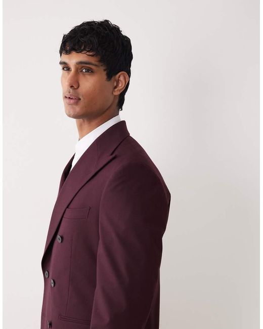 ASOS Purple Regular Double Breasted Suit Jacket for men