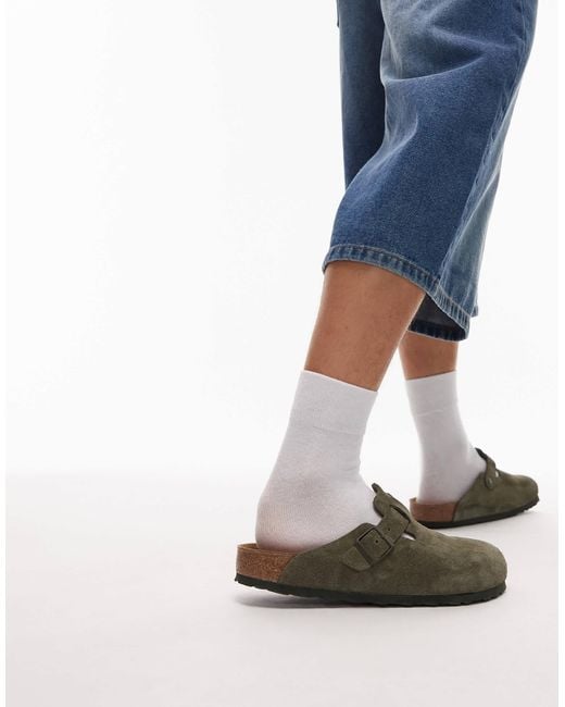 Birkenstock – boston – clogs aus wildleder in Blue für Herren