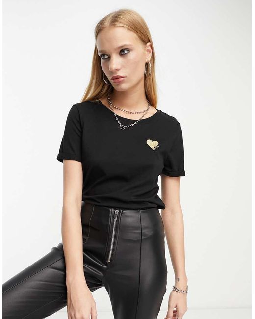 ONLY Black Heart Motif T-shirt