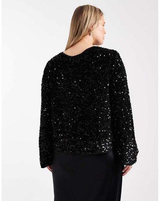 ONLY Black Sequin Velvet Tie Front Top