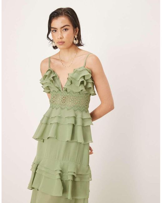 True Decadence Green V Neck Maxi Dresses