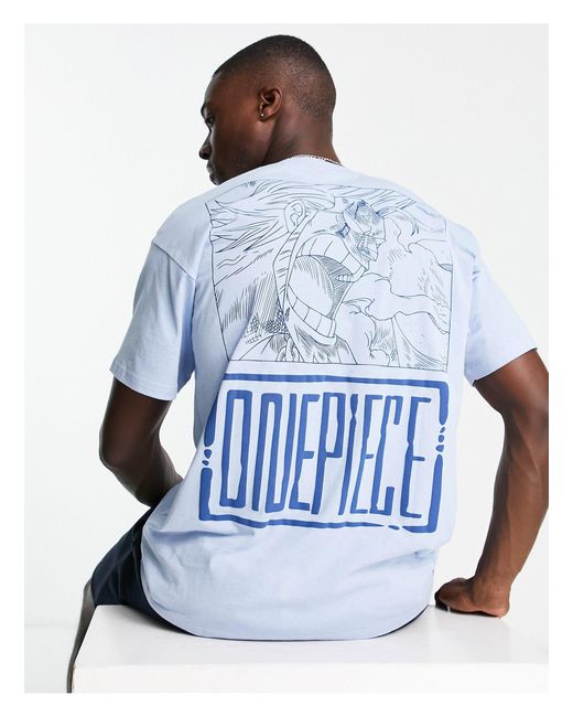 Pull&Bear Blue One Piece Back Print T-shirt for men