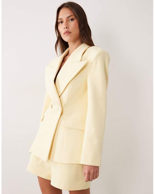 Wanderdoll Natural Exclusive Charlotte Oversized Lapel Cinch Waist Blazer
