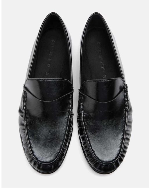 Stradivarius White Leather Effect Penny Loafers
