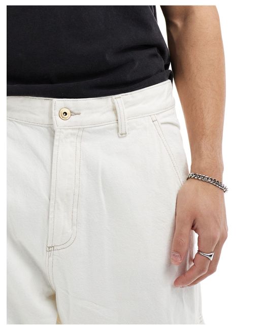 Bershka – weite cargo-jeans in White für Herren