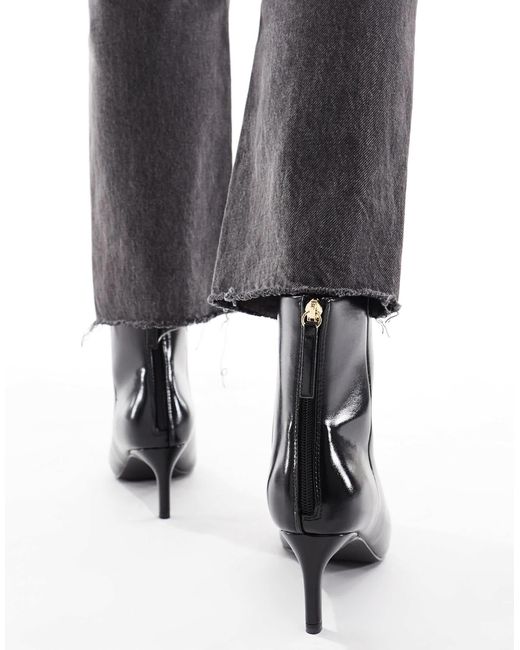 London Rebel Black Ellie Kitten Heel Mid Ankle Boots