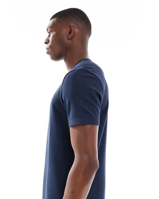 New Look Blue Waffle Pyjama T-shirt Co-ord for men