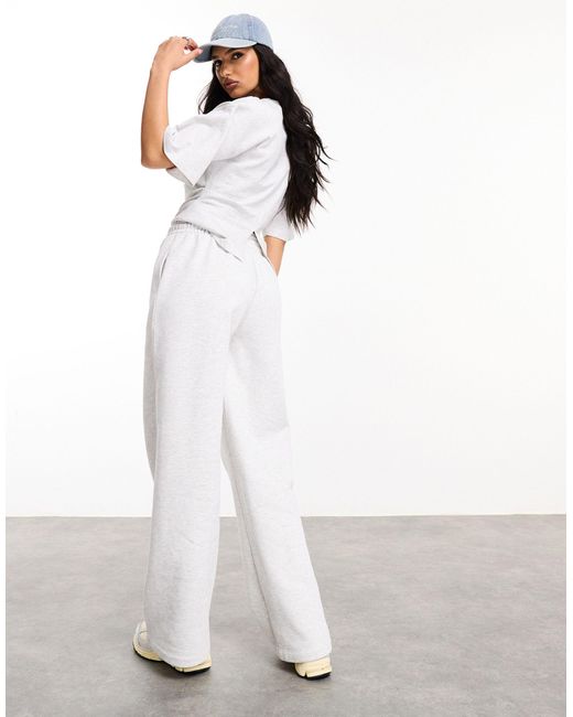 ASOS White Wide Leg Heavyweight jogger With Faux Waistband