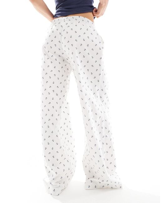 Hollister Blue – weite pyjama-hose mit niedrigem bund und ankermuster