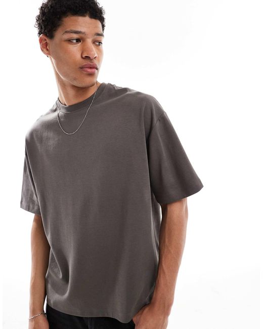 Pull&Bear Gray Interlock Boxy T-shirt for men