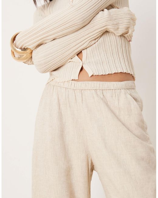 Abercrombie & Fitch Natural Pull On Linen Blend Straight Leg Trouser