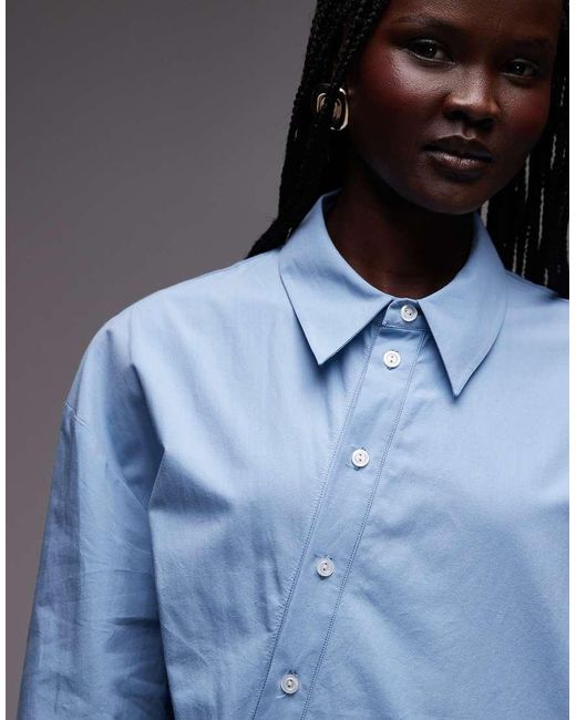 ASOS Blue Oversized Wrap Overshirt