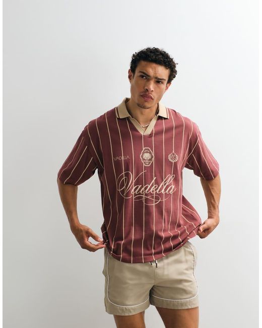 ASOS Red Oversized Polo Shirt With Sports Graphic for men