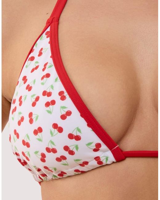 Peek & Beau Red Cherry And Fuller Bust Triangle Bikini Top