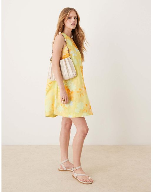 ASOS Yellow Shift Mini Dress With Pockets