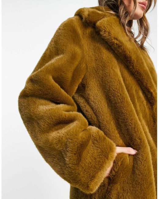 Mango Brown Faux Fur Coat
