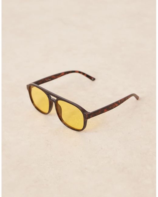 Occhiali Da Sole Aviatore Con Lenti Gialle E Montatura Tartarugata di ASOS in Brown da Uomo