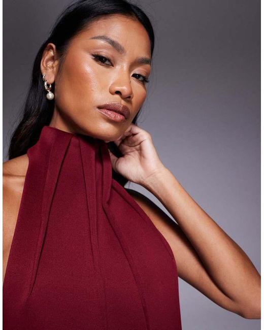 ASOS Red High Neck Swing Mini Dress With exaggerated Darts