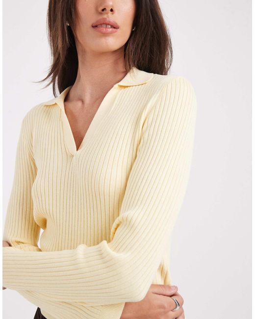ONLY White V-neck Polo