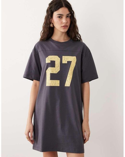 ASOS Multicolor Oversized T-shirt Mini Dress With Contrast Varsity Graphic