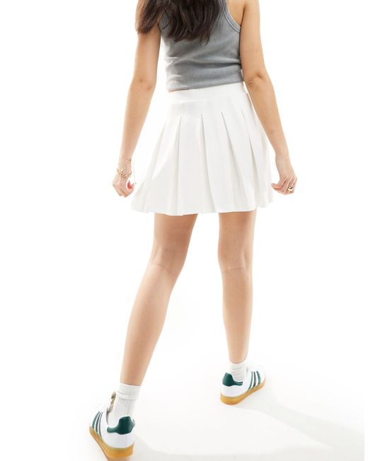 ASOS White Ponte Pleated Mini Skirt