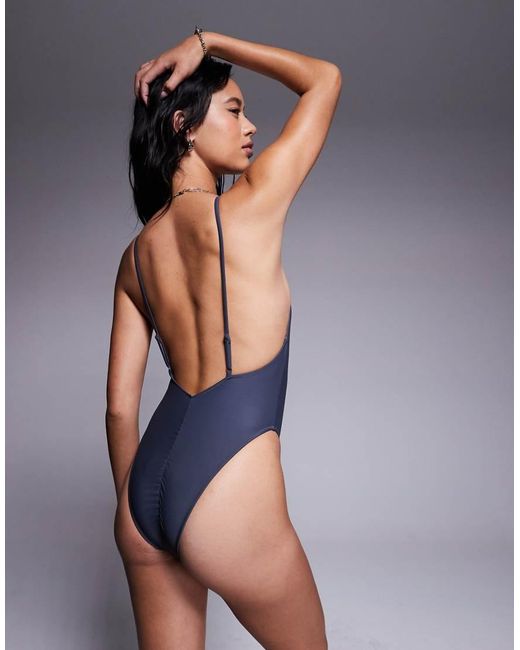 ASOS Blue Kim Ruched Swimsuit