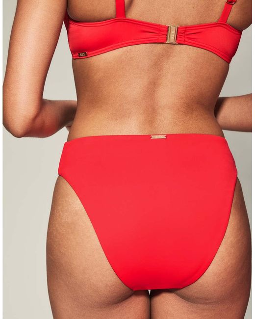 KBX Red Swim Solid Essential High Waist Bikini Bottom