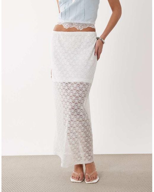 ASOS White Lace Column Maxi Skirt
