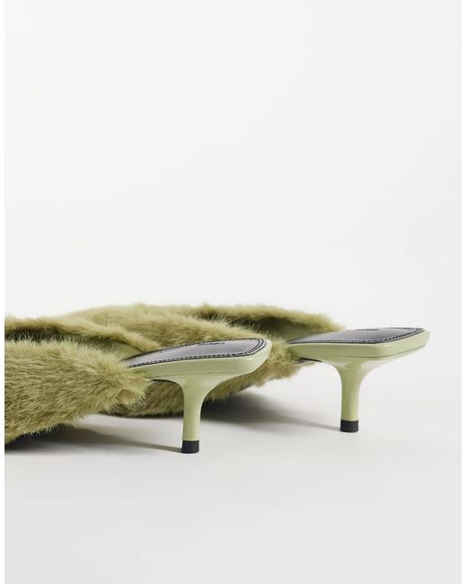 ASOS Green Surprise Pointed Kitten Heeled Mules