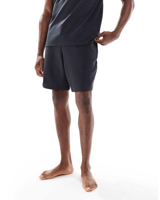 Pantalones Cortos De Pijama Gris Oscuro De Punto Gofrado De (Parte De Un Conjunto) New Look de hombre de color Blue