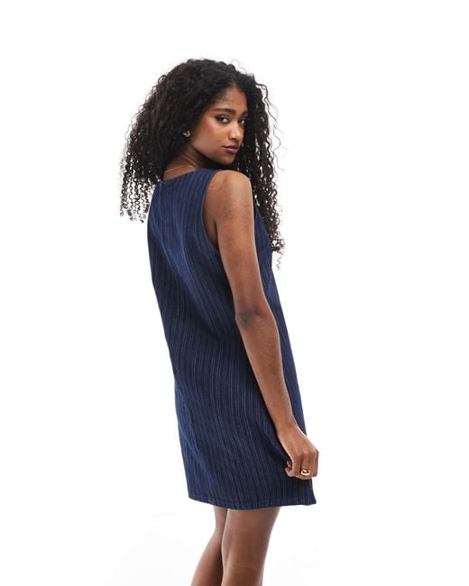 ASOS Blue – mini-etuikleid aus gestreiftem denim