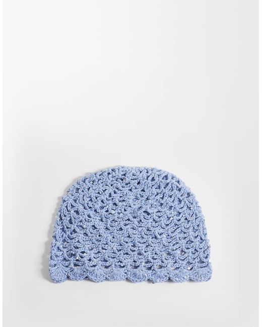 SUI AVA Blue Crochet Sequin Hat
