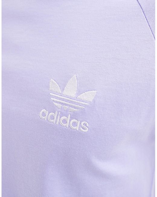 T-shirt lilla con 3 strisce di Adidas Originals in White da Uomo