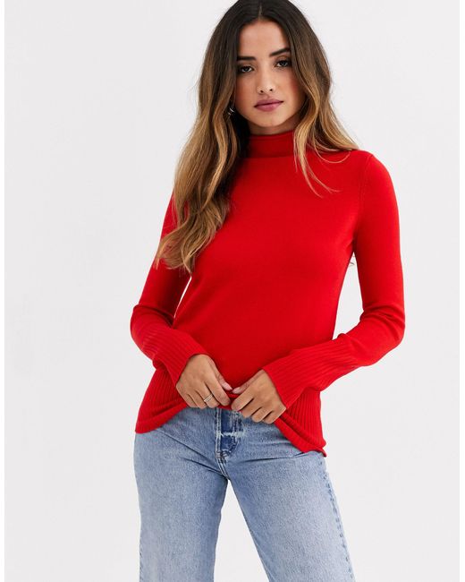French Connection Red Rollneck Knit Jumper