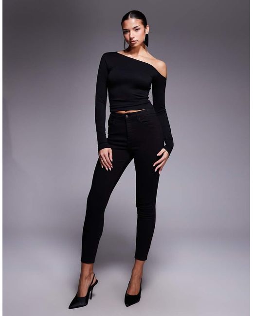 GOOD AMERICAN Gray Weightless Sculpted Off Shoulder Long Sleeve Top