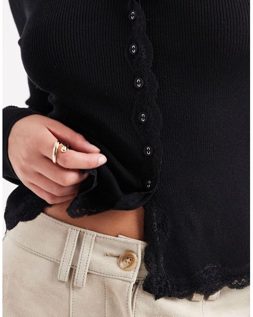 Gilet avec bords en dentelle - noir Miss Selfridge en coloris Black