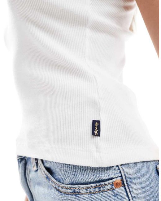Superdry White Essential Lace Trim Cami Top