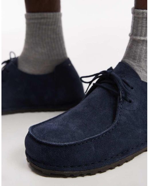 Birkenstock Blue Utti Lace Suede Shoes
