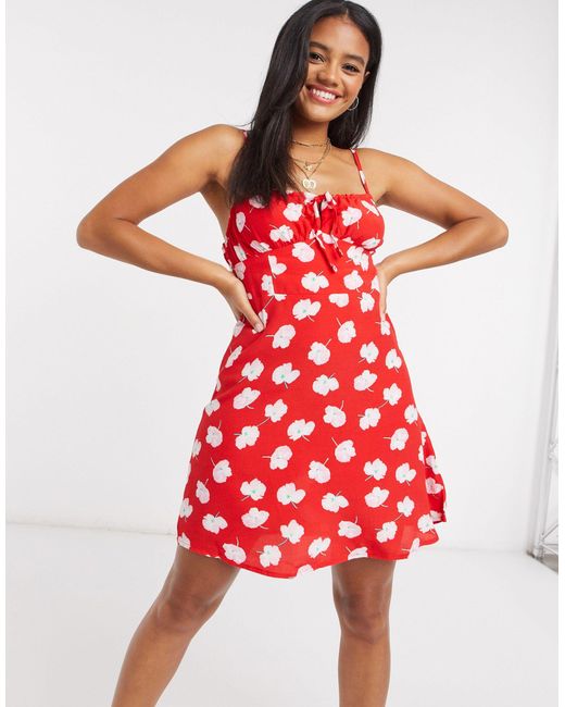 Pull&Bear Red Floral Print Dress