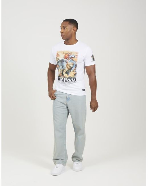 Brave Soul White Cotton Crew Neck Graphic T-Shirt for men