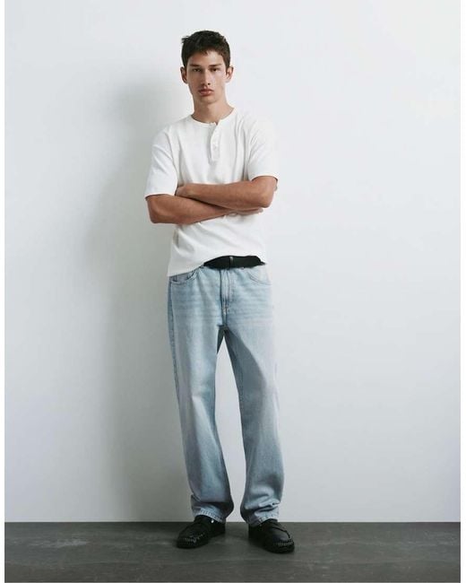Pull&Bear White Straight-leg Jeans for men