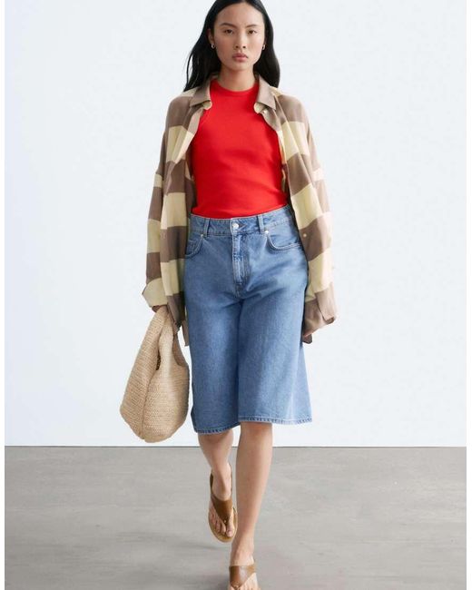 & Other Stories Red Ribbed Singlet Top