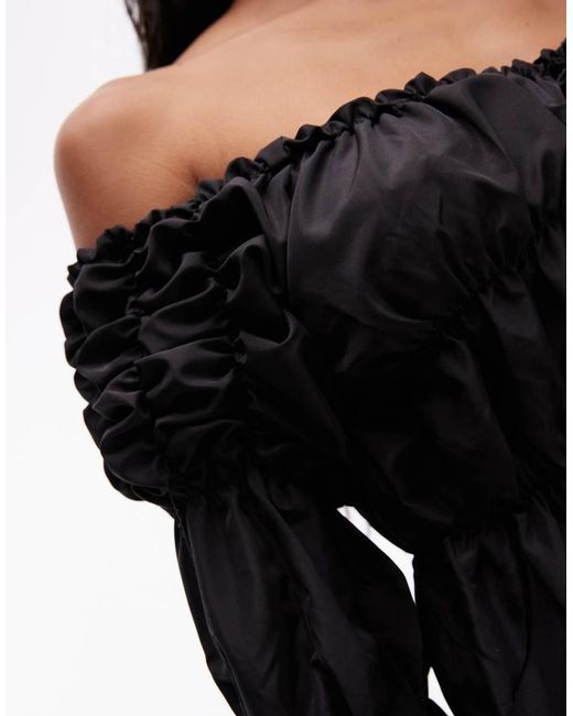 laagam Black Sadie Linen Ruched Blouse