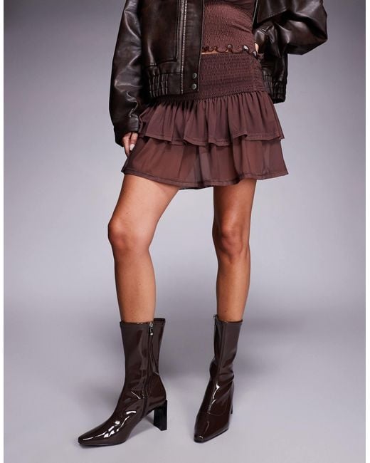 Public Desire Brown Public Desire Robert Wide Fit Heeled Ankle Boots