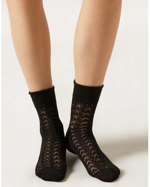 Calzedonia Openwork Socks in Black | Lyst UK