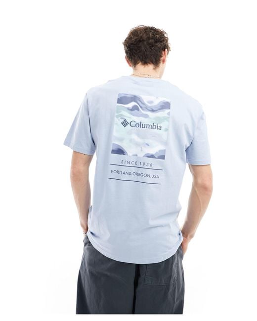 Columbia White Barton Springs Pattern Back Print T-shirt for men