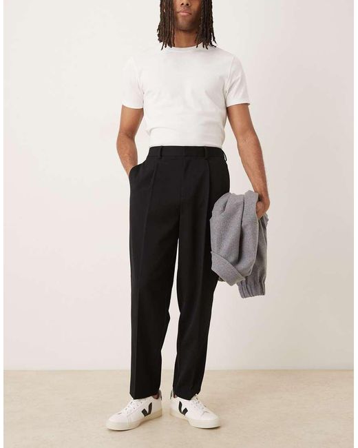 ASOS Black Relaxed Tapered Dress Pants for men