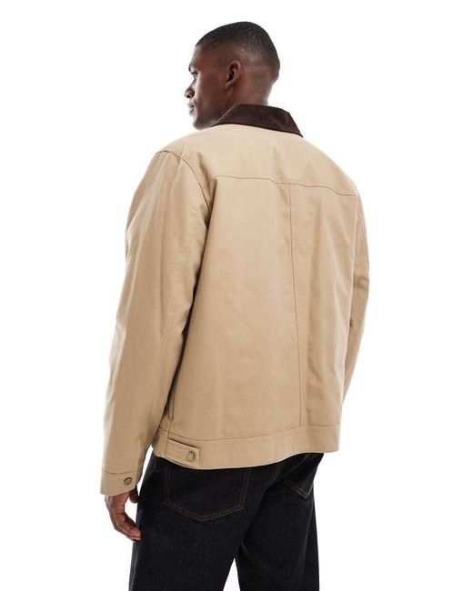 New Look Natural Cord Collar Worker Jacket for men