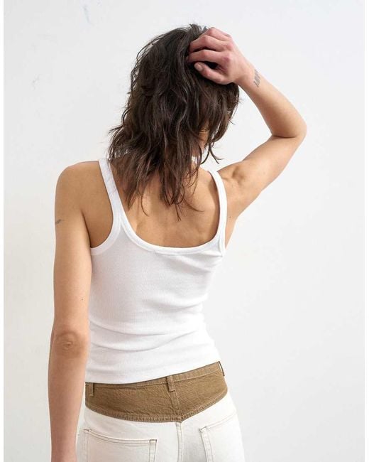 TOPSHOP Multicolor Skinny Strap Scoop Ribbed Tank Top